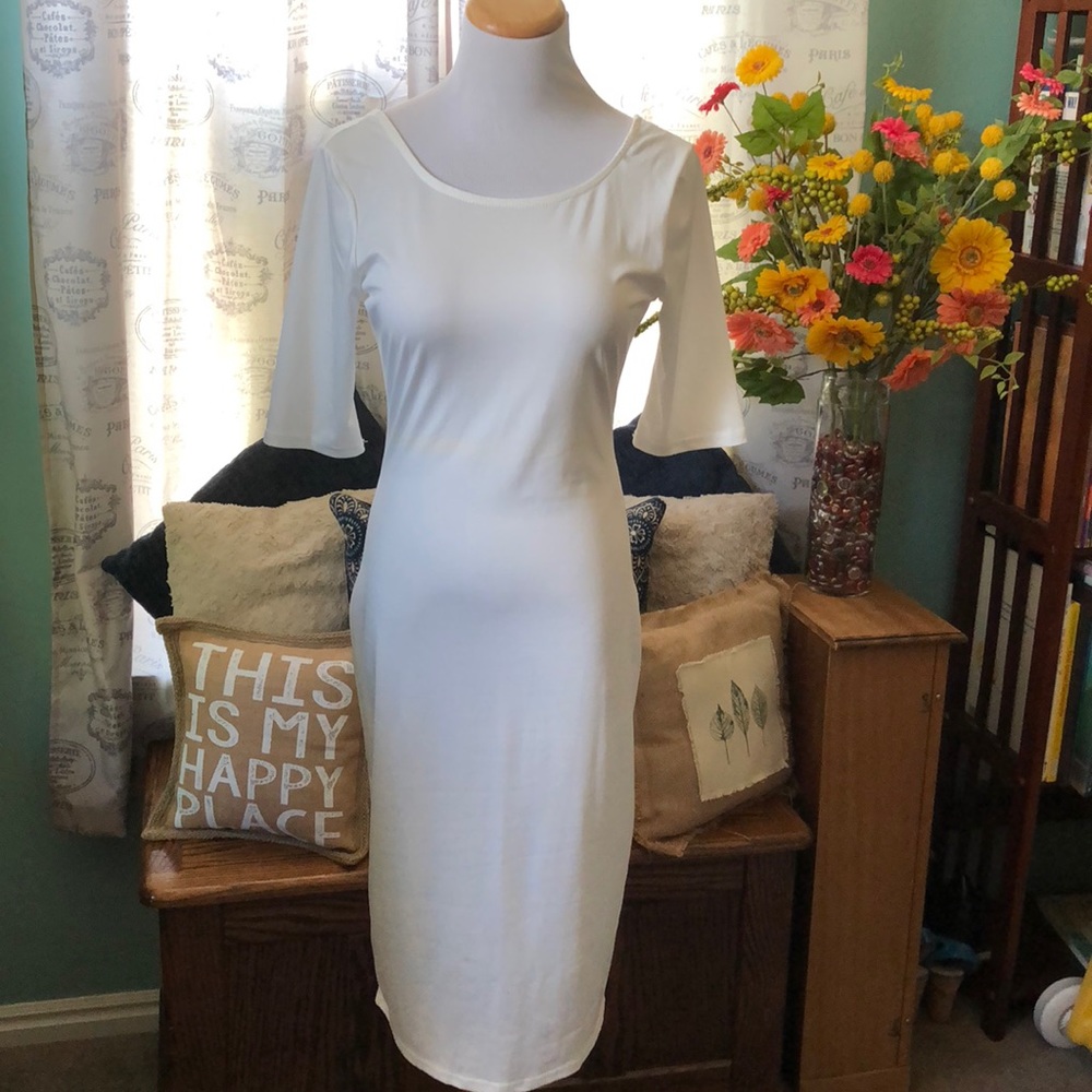 Cocktail bodycon dress, white, sz Sm